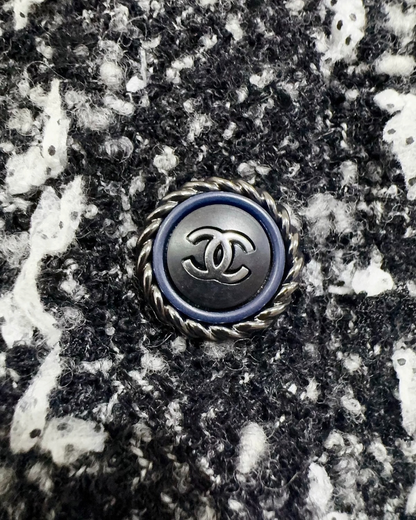 Chanel Tweed Jacket Black, White FR 36