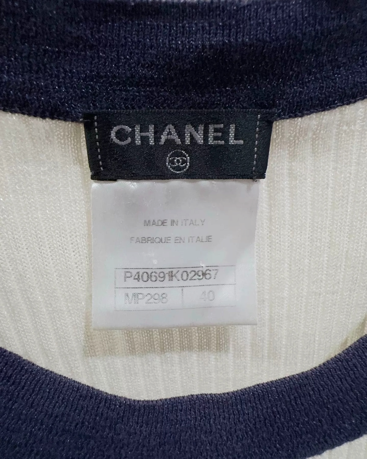 Chanel 11P Colorblock CC Logo Tank Top Navy, Black, White FR 40