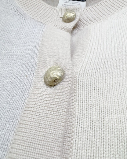 Chanel Colorblock Cashmere Cardigan Beige/Ecru, Grey FR 34