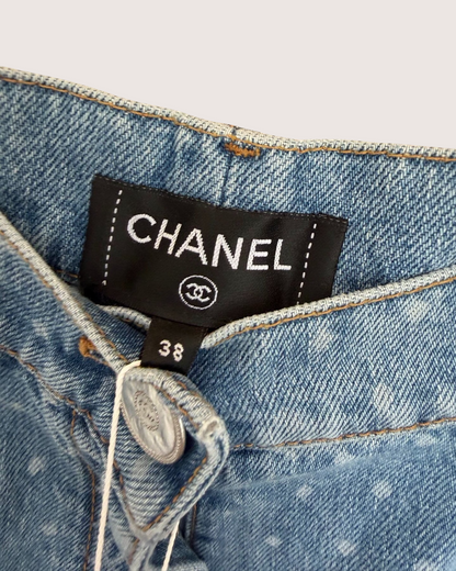 Chanel 23P Wide-Leg Denim Jeans Blue FR 38