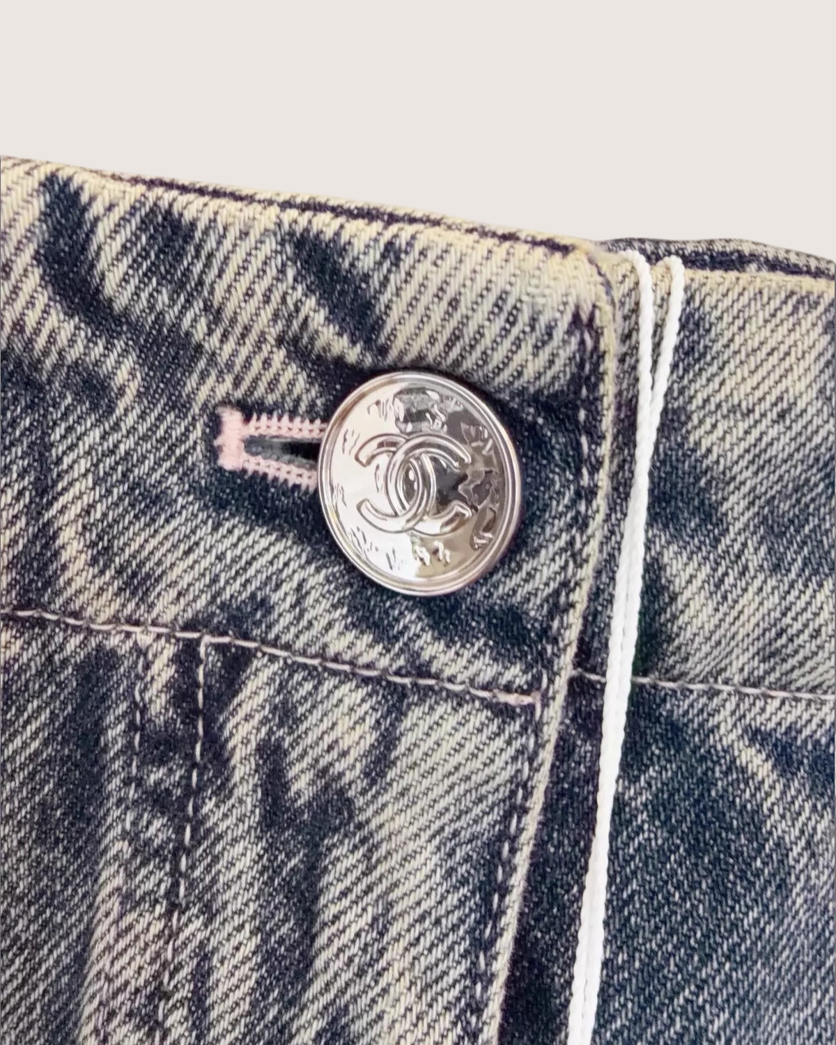 Chanel 25B Washed Wide-Leg Denim Jeans