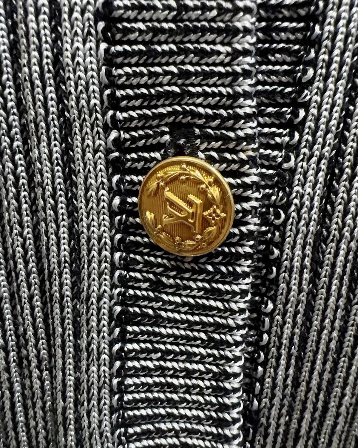 Louis Vuitton Wool Cropped Ribbed Cardigan Grey, Navy FR 36