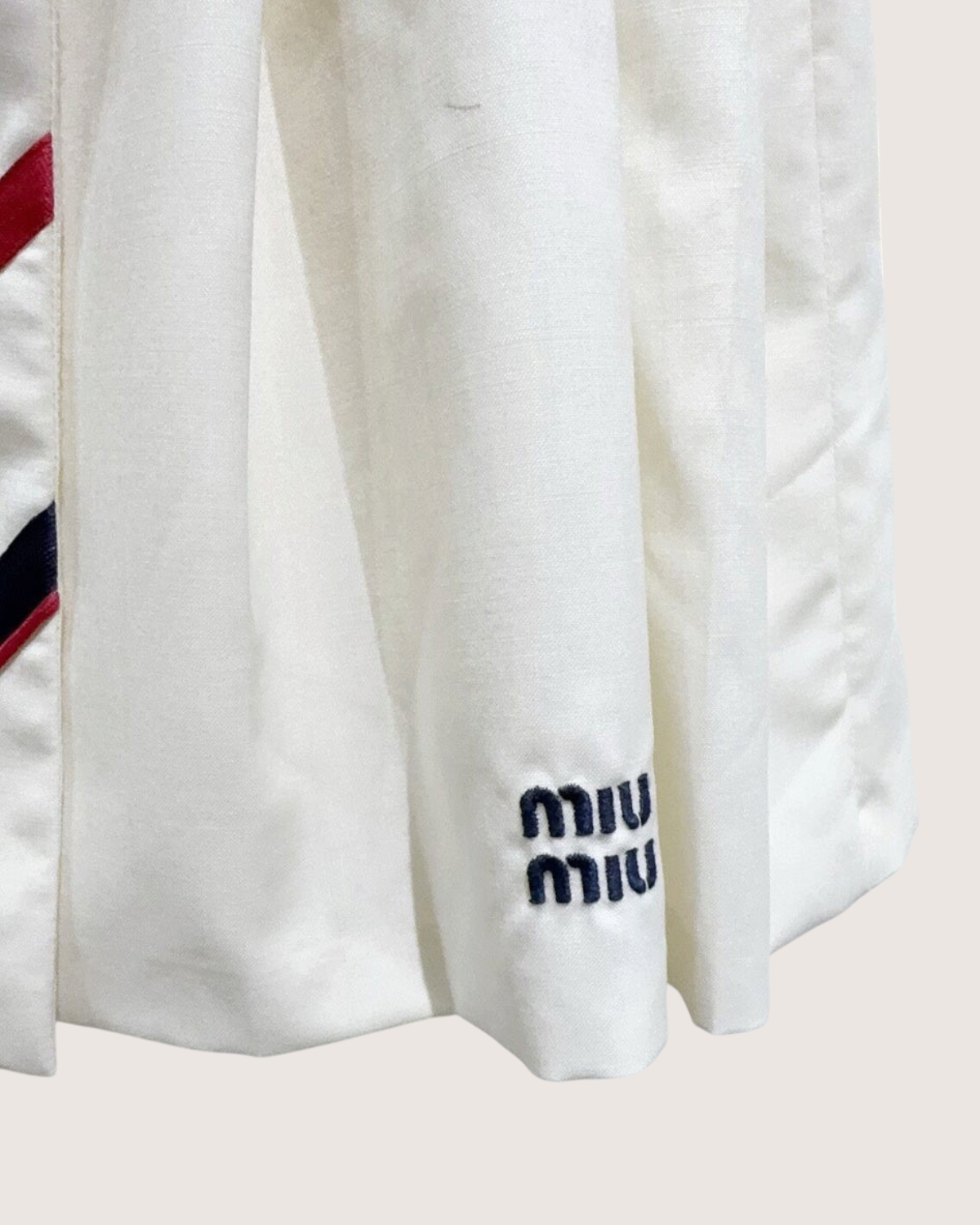 Miu Miu Pleated Striped Mini Skirt White, Red, Navy FR 34