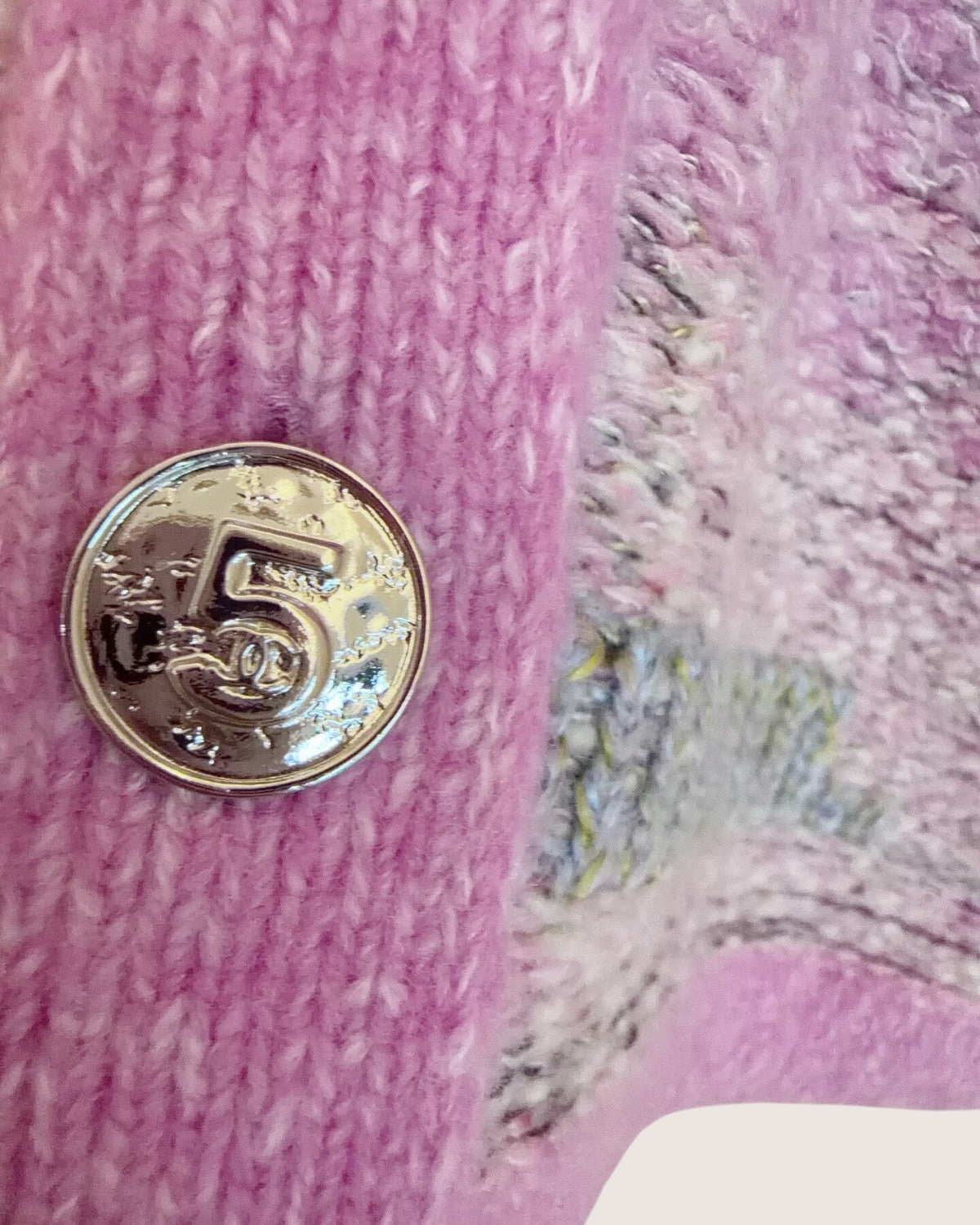 Chanel 25B Melange Cardigan Pink, Grey, Multicolor FR 38