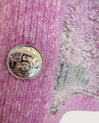 Chanel 25B Melange Cardigan Pink, Grey, Multicolor FR 38