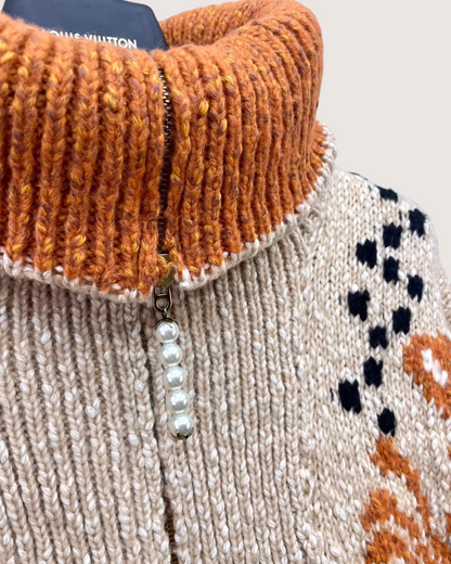 Louis Vuitton Pearl Zip-Up Blouson Jacket Beige/Ecru, Orange, Multicolor FR 36