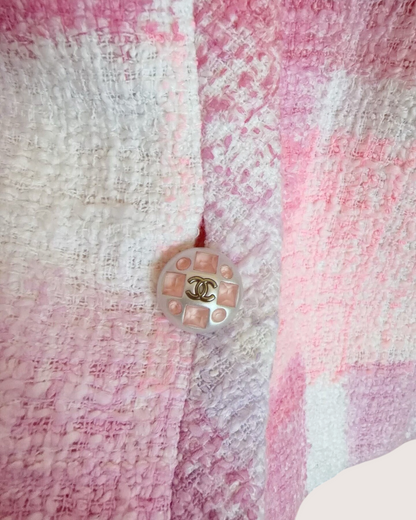 Chanel 23S Watercolor Four-Pocket Tweed Jacket Pink, White, Multicolor FR 34