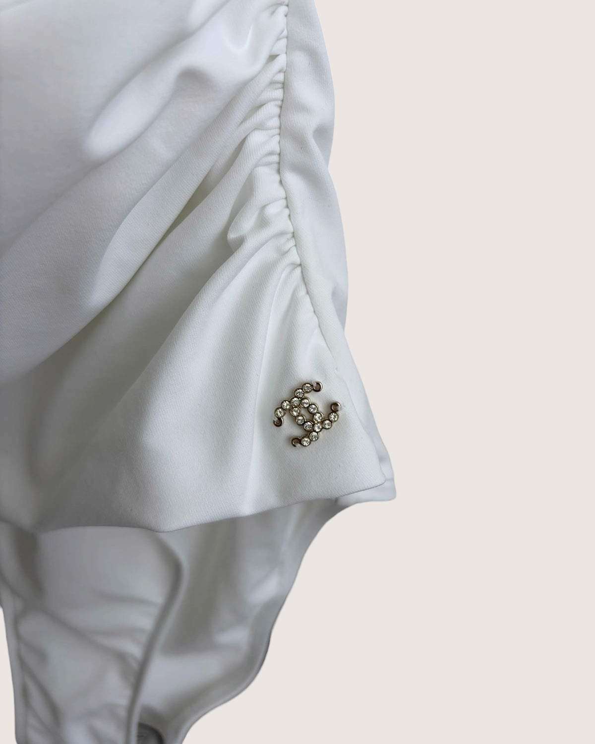 Chanel 26C Crystal Button Swimwear White FR 38