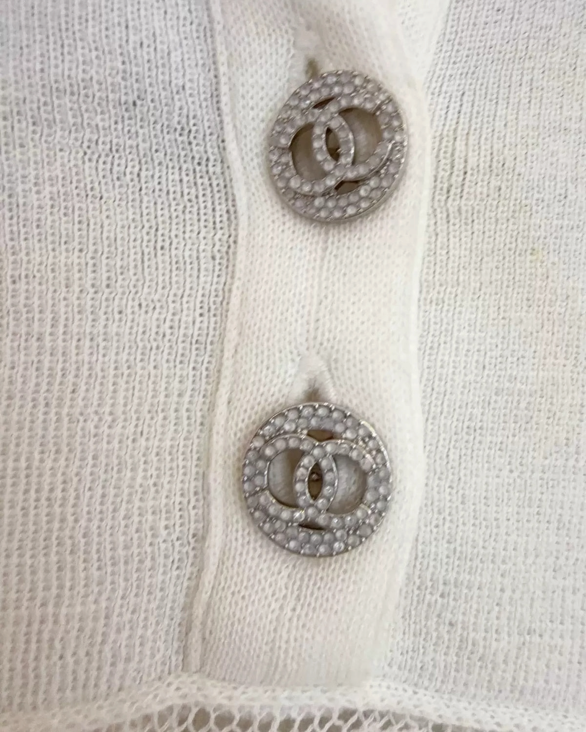 Chanel 20B Fringe-Trim Sweater White FR 36