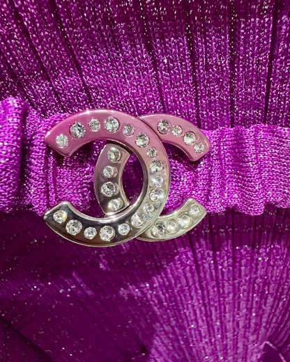 Chanel 22P Ribbed Maxi Dress Purple FR 34