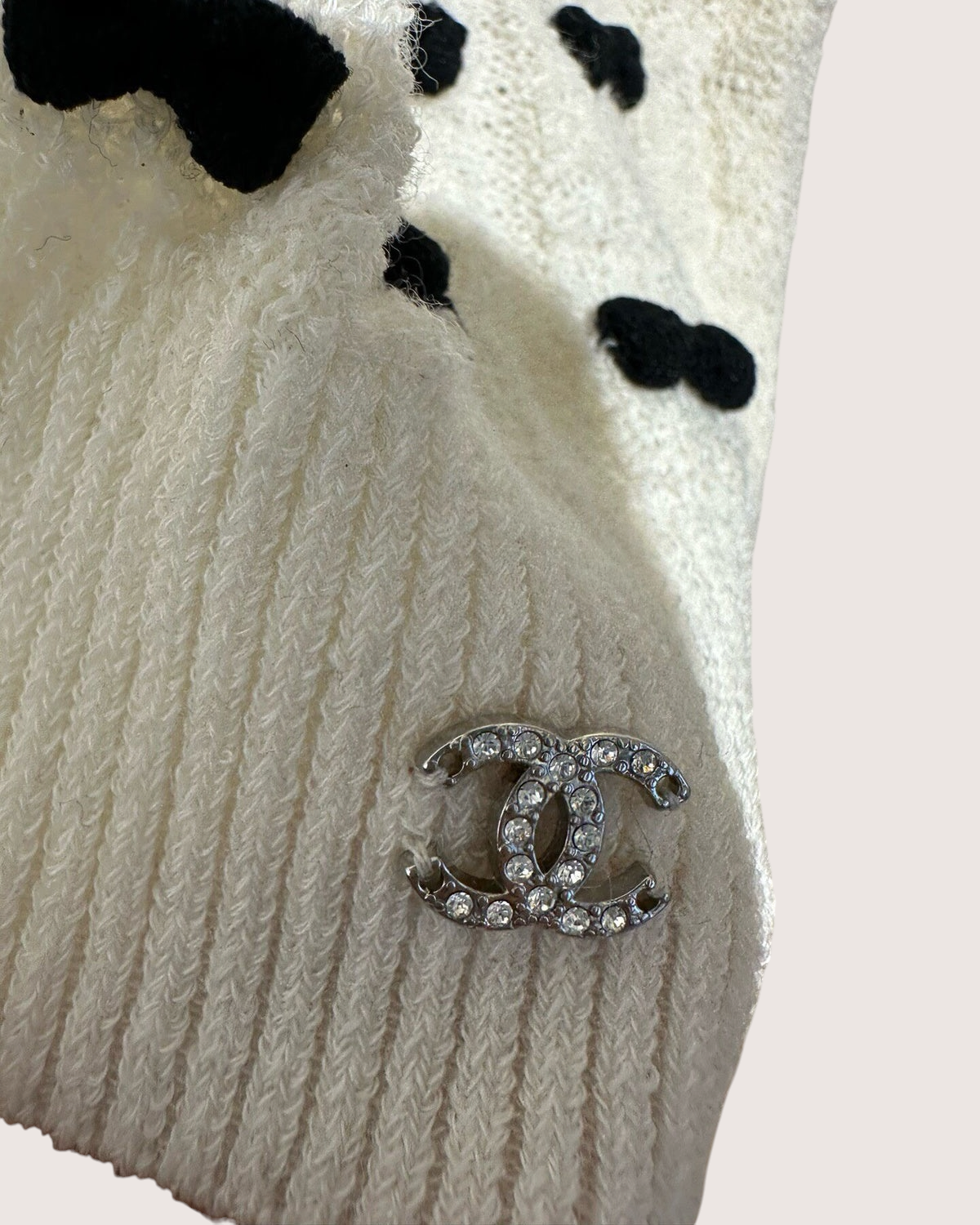 Chanel 25K Bow Short-Sleeve Sweater Beige/Ecru, Black FR 36