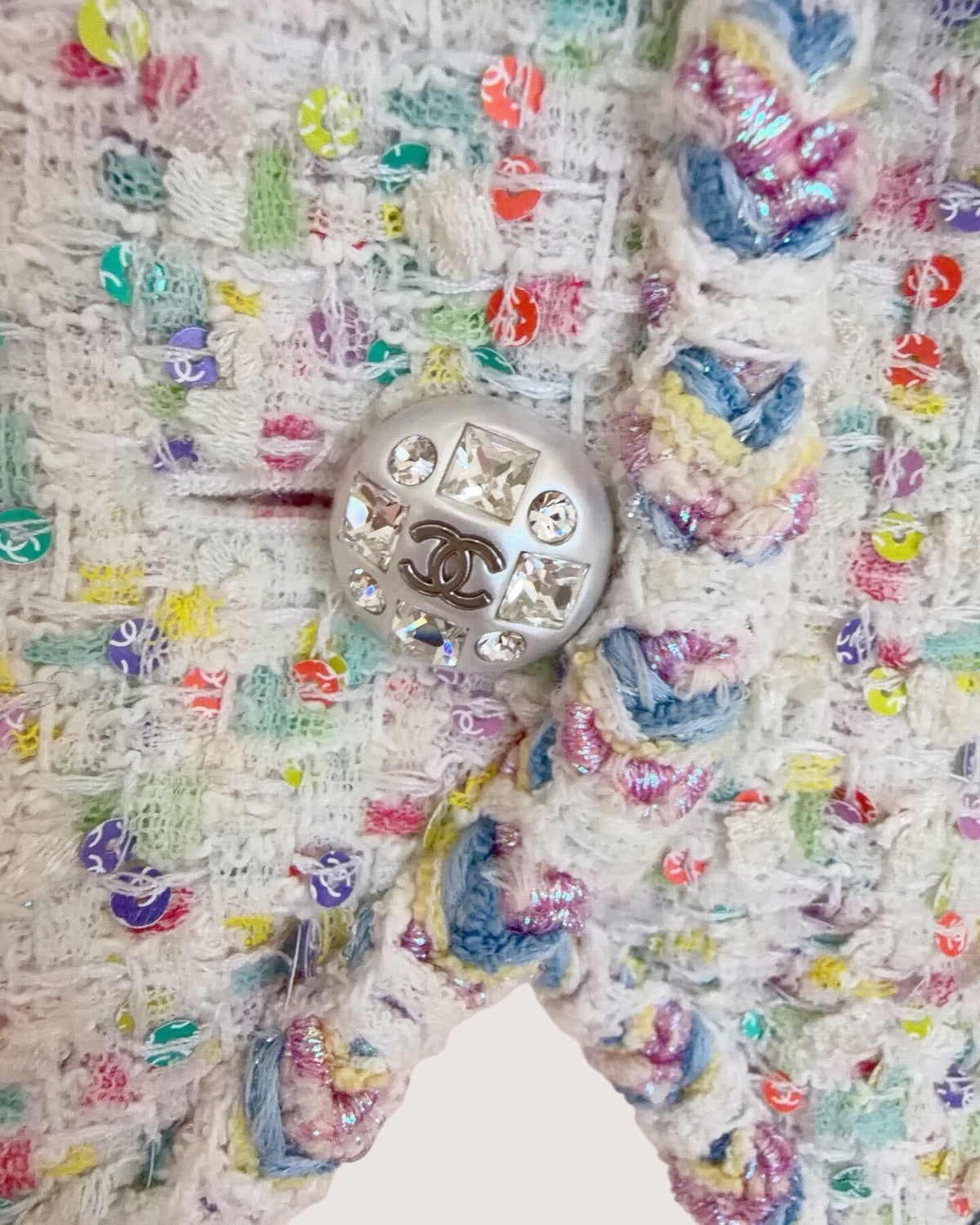 Chanel 23S Confetti Tweed Vest White, Multicolor FR 34