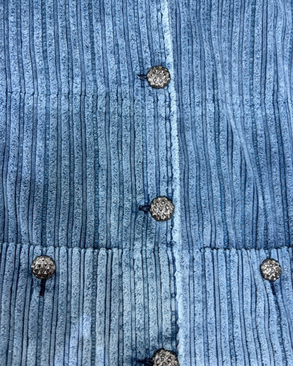 Chanel 25A Corduroy Jacket Blue FR 42