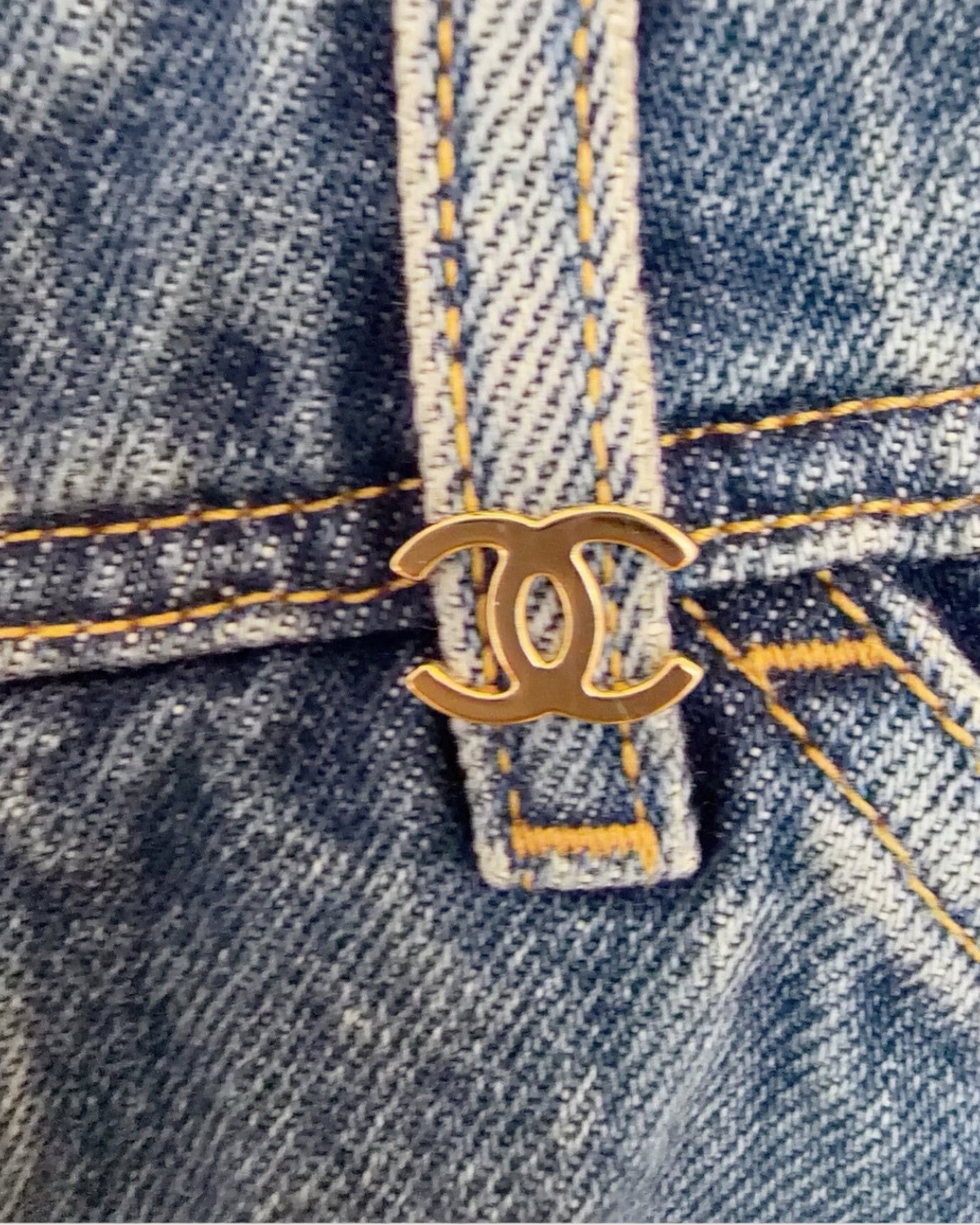 Chanel 26B CC Carpenter Straight Denim Jeans Blue FR 38