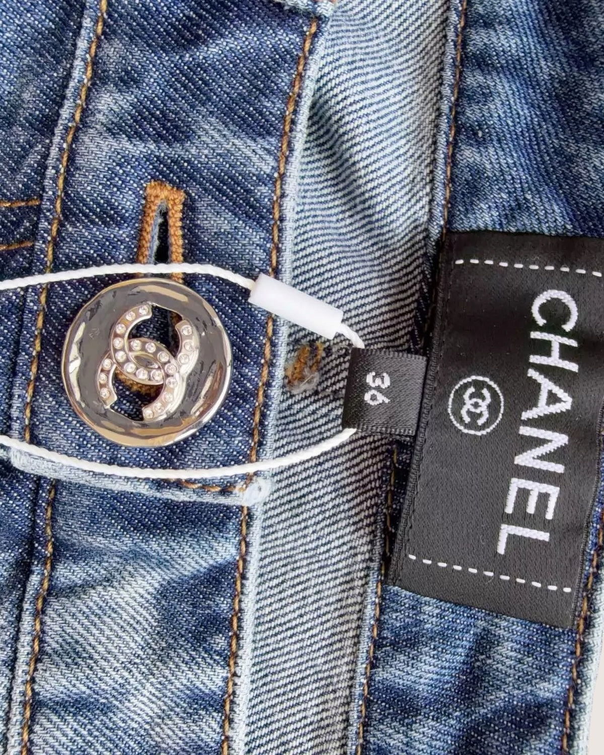 Chanel 24P Heart Pockets Denim Mini Skirt Blue FR 36
