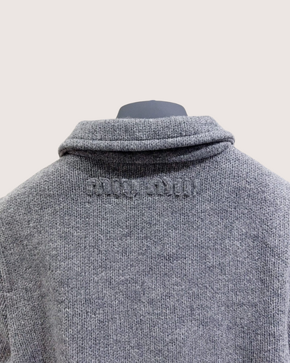 Miu Miu Wool Button-Front Coat Grey FR 38
