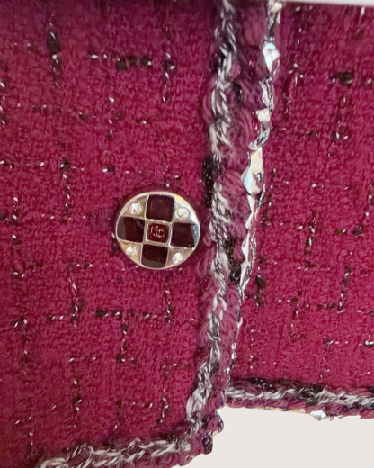 Chanel 22A Tweed Jacket Burgundy, Silver FR 36