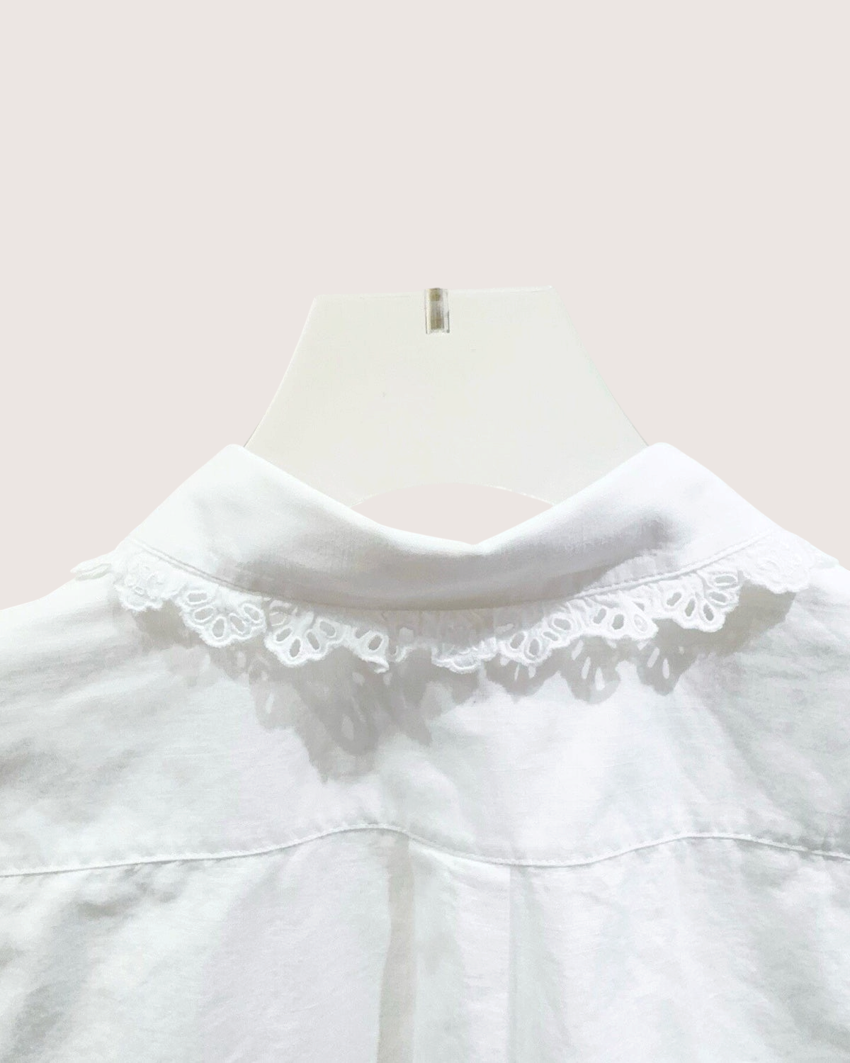Celine Lace-Trim Cropped Shirt White