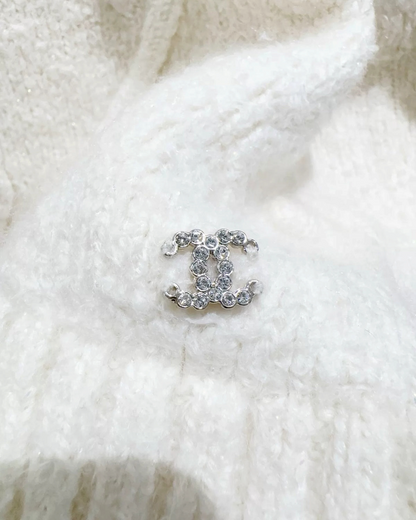 Chanel 23N Coco Neige Wool Bouclé Turtleneck Sweater White FR 36