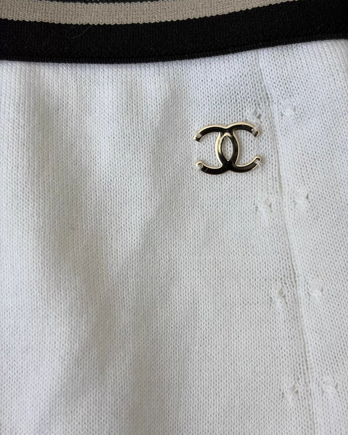 Chanel 26P Knit Mini Skirt Beige/Ecru, Black, Gold FR 36