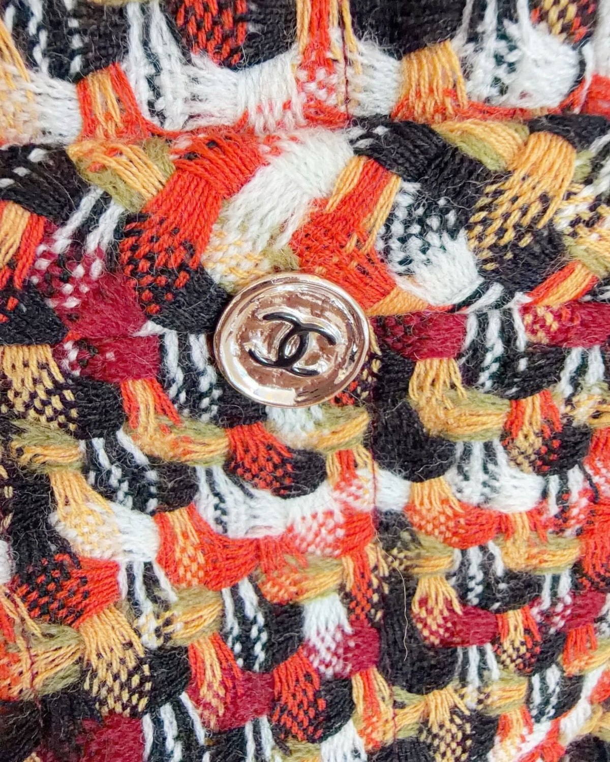 Chanel 23A Tweed Jacket & Trousers Set Orange, Black, Multicolor FR 34