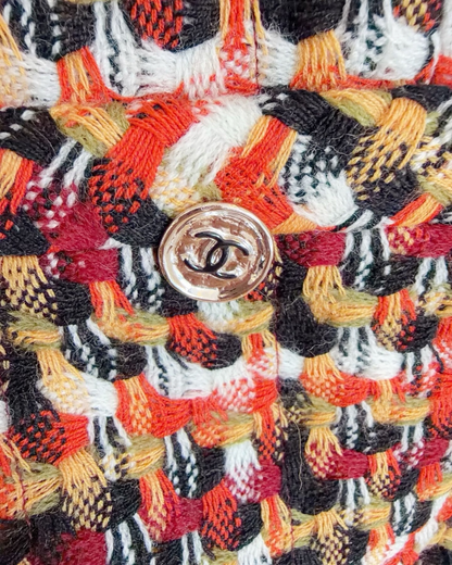 Chanel 23A Tweed Jacket & Trousers Set Orange, Black, Multicolor FR 34