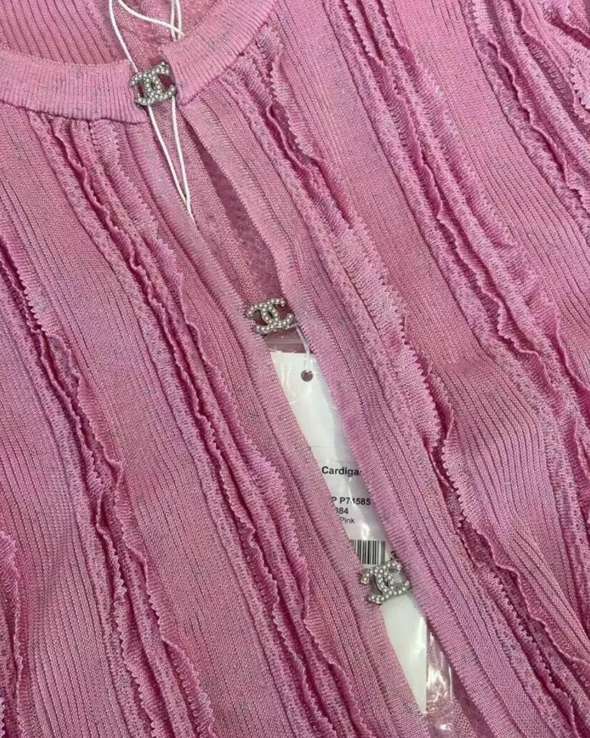 Chanel 23P Ruffled Cropped Cardigan Pink FR 36