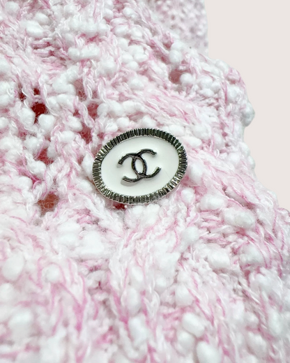 Chanel 24P Cashmere Bouclé Sweater Pink, White FR 34