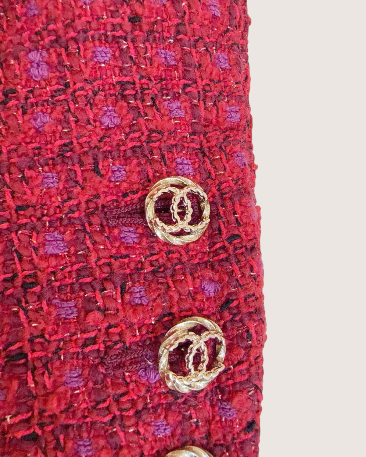 Chanel 23B Tweed Jacket Red, Purple, Multicolor FR 36