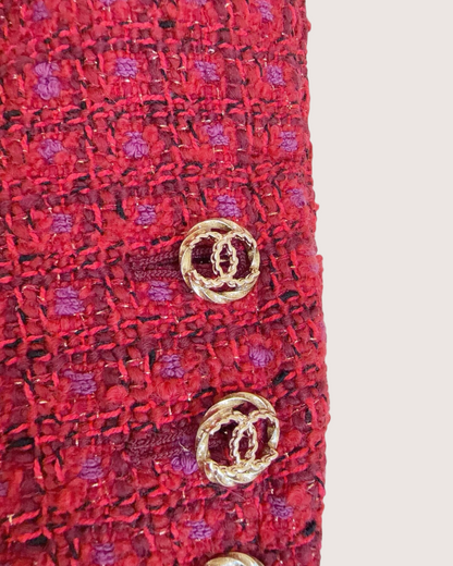 Chanel 23B Tweed Jacket Red, Purple, Multicolor FR 36