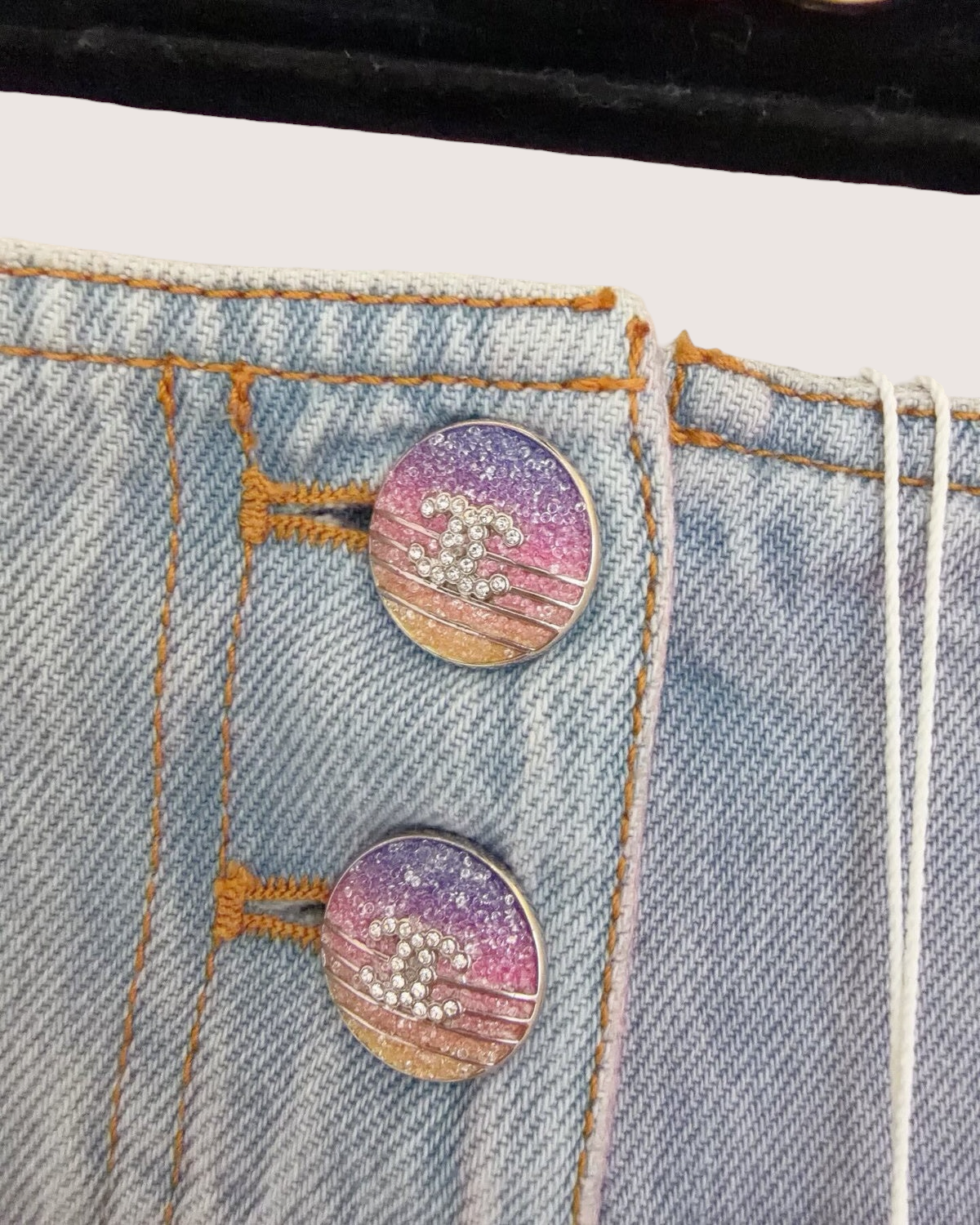 Chanel 24C Gradient Denim Shorts Pink, Blue, Purple FR 38
