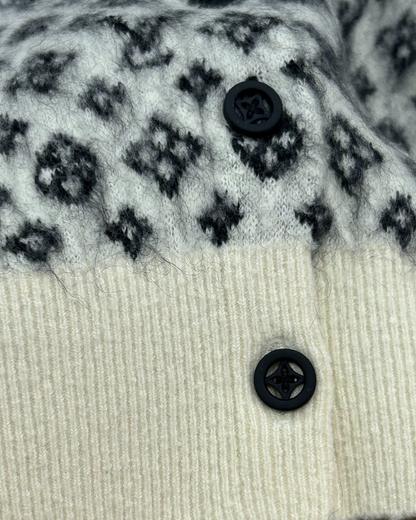 Louis Vuitton Cashmere Monogram Cardigan Grey, Beige/Ecru FR 36
