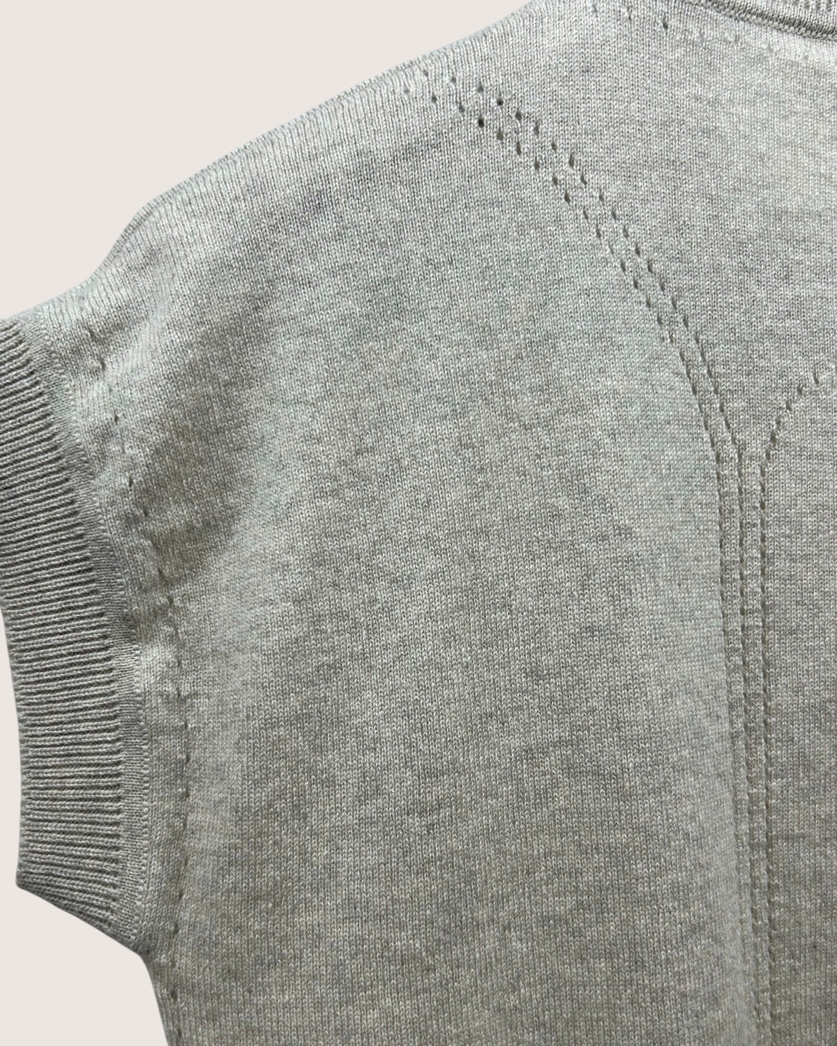 Hermès Cashmere Short-Sleeve Logo Sweater Grey FR 36
