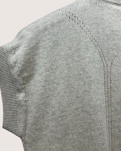 Hermès Cashmere Short-Sleeve Logo Sweater Grey FR 36
