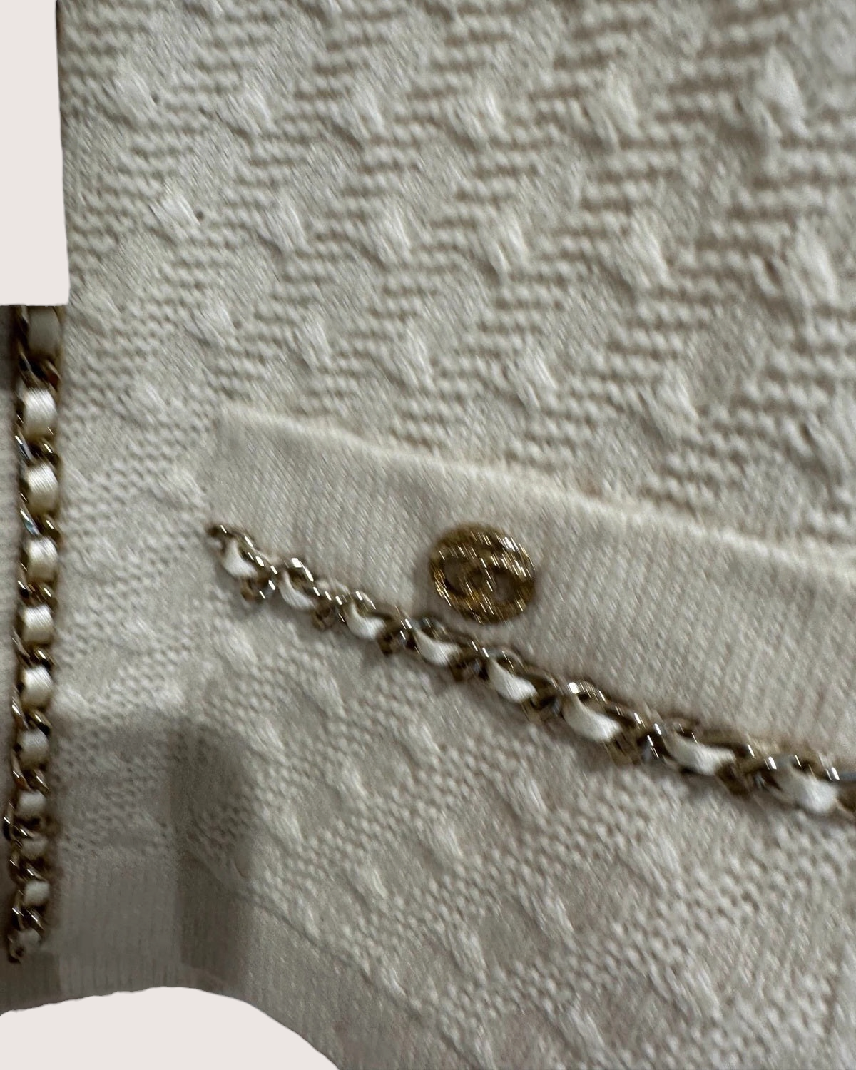 Chanel 23B Gold Chain-Trim Cashmere Cardigan