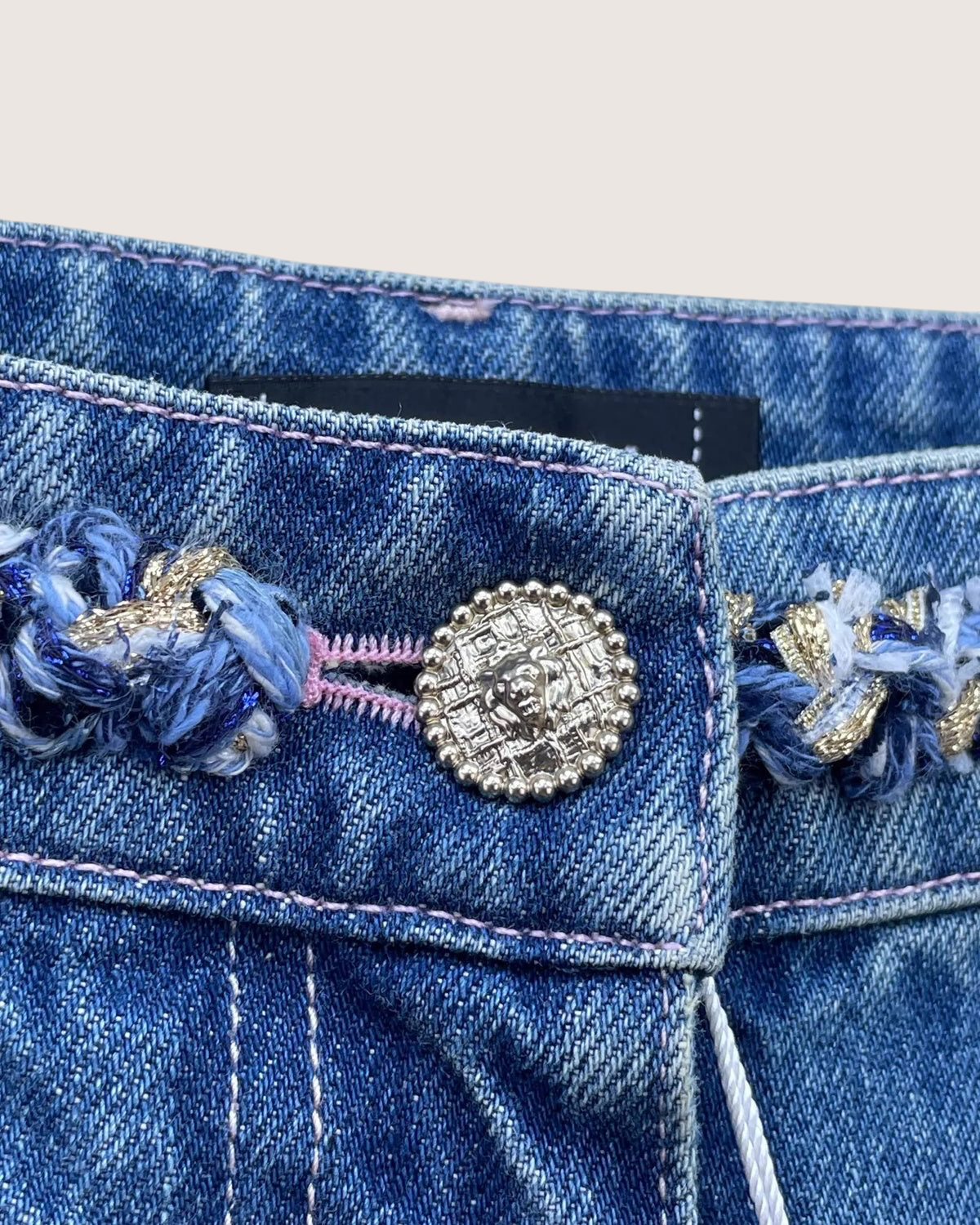 Chanel 25A Washed Wide-Leg Denim Jeans - view 3
