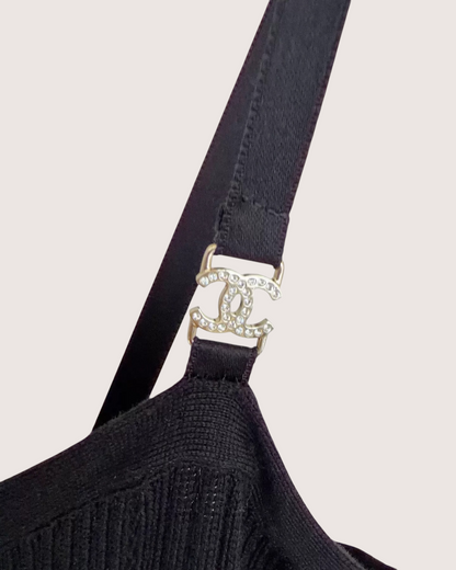 Chanel 25B Bow Mid-Length Dress Black FR 34