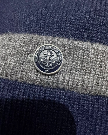 Chanel Cashmere Cardigan Navy, Grey FR 34
