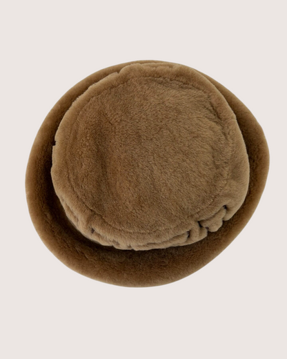 Chanel 24N Shearling Logo Hat Brown One Size