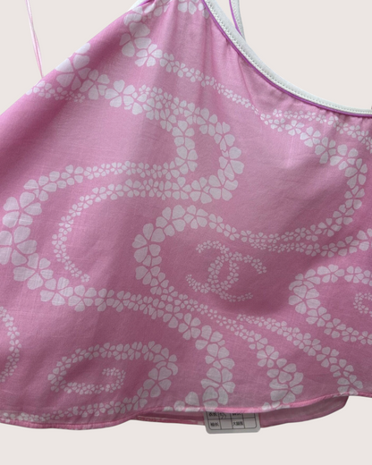 Chanel 25M Coco Beach CC Halter Top Pink, White FR 36