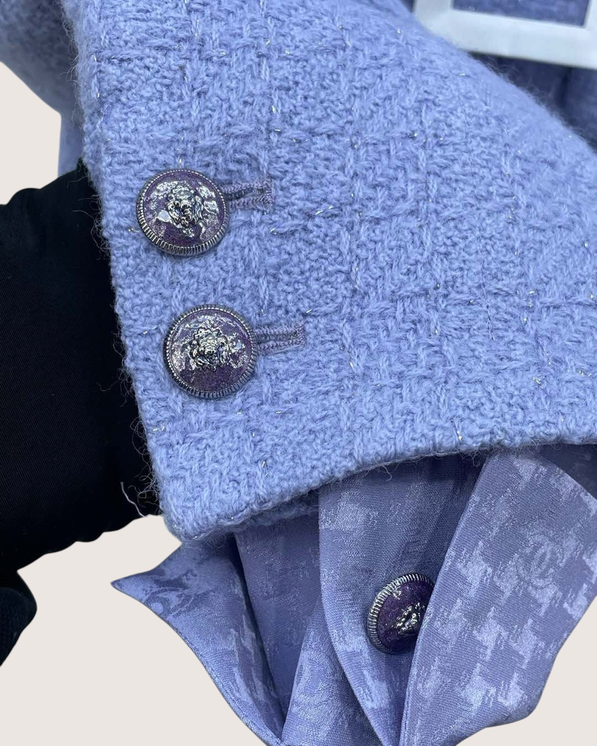 Chanel 24A V-Neck Tweed Jacket Purple, Blue FR 36