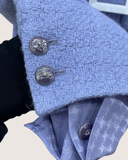 Chanel 24A V-Neck Tweed Jacket Purple, Blue FR 36