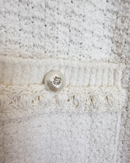 Chanel 25P Peter Pan Collar Cardigan White FR 42