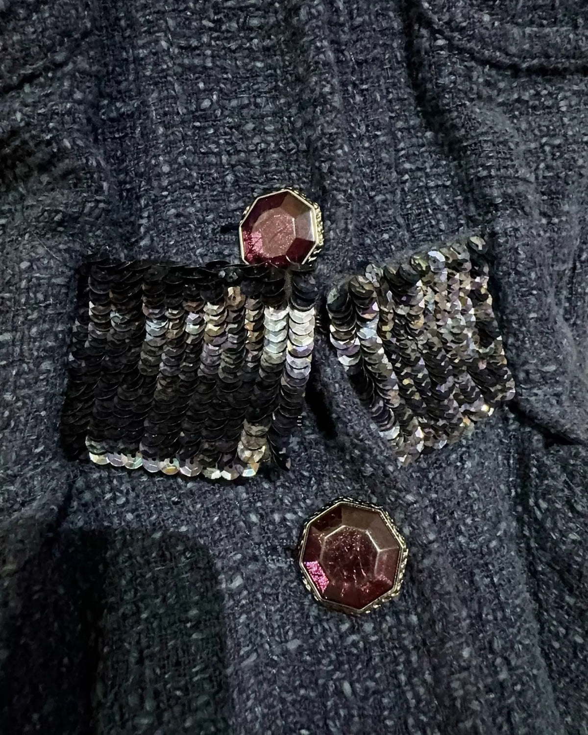 Chanel 12A Tweed Four-Pocket Jacket Navy FR 36