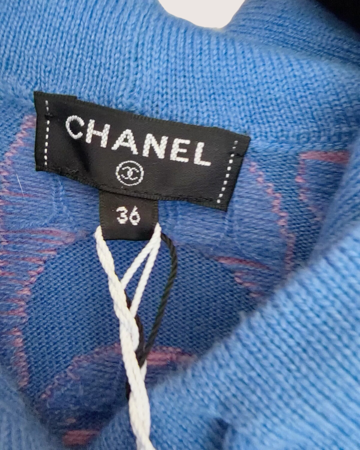 Chanel 21P Cashmere CC Wave-Print Hoodie Blue, Pink FR 36