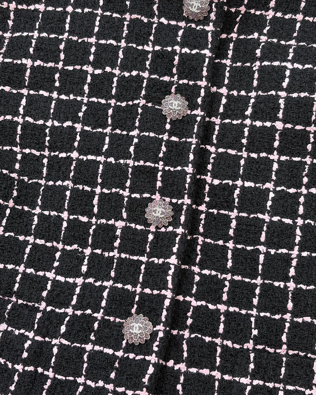 Chanel 23K Tweed Plaid Jacket Black, Pink FR 38