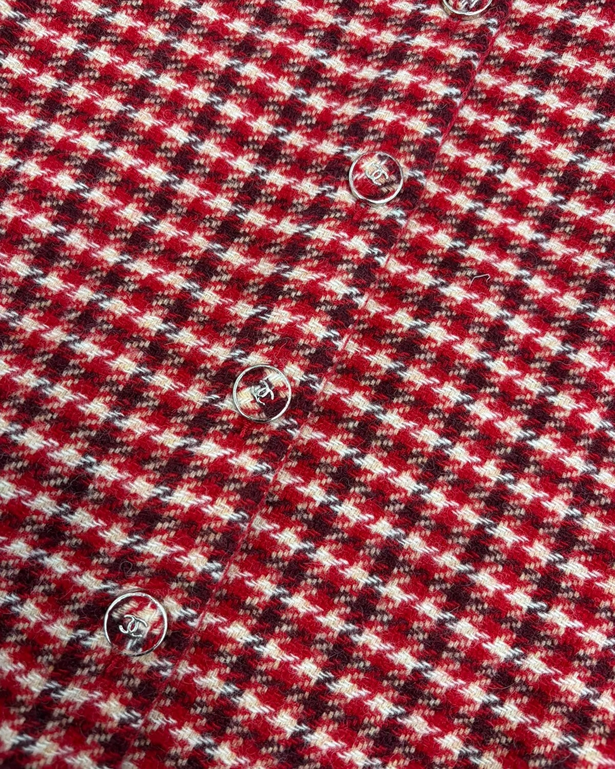 Chanel 24N Plaid Cardigan Red, Beige/Ecru, Multicolor FR 36