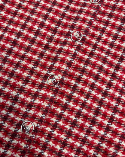 Chanel 24N Plaid Cardigan Red, Beige/Ecru, Multicolor FR 36