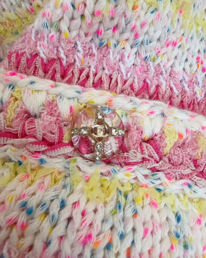 Chanel 24C Confetti Heart Cardigan Pink, Beige/Ecru, Multicolor FR 36