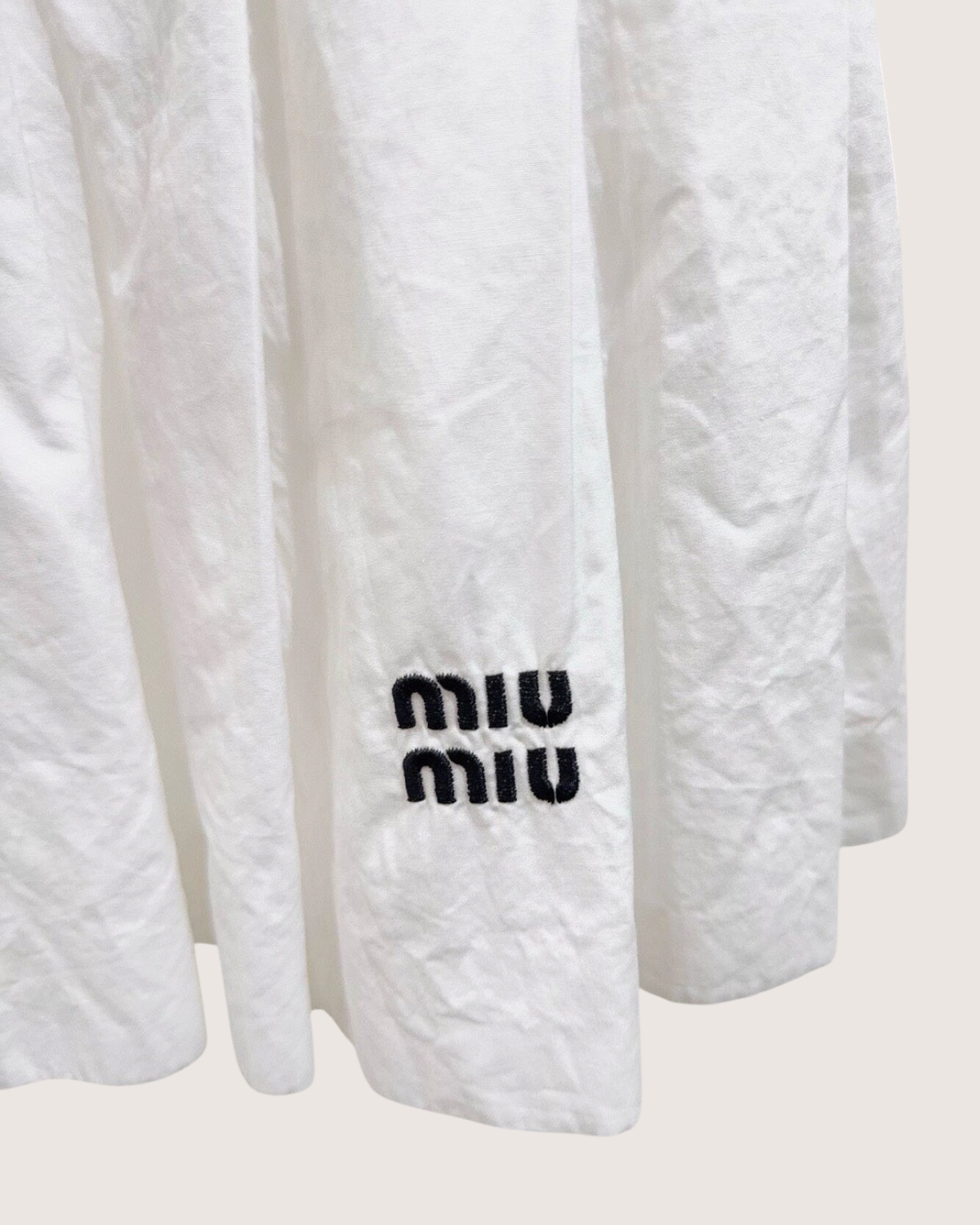 Miu Miu Pleated Logo Mini Skirt White FR 36